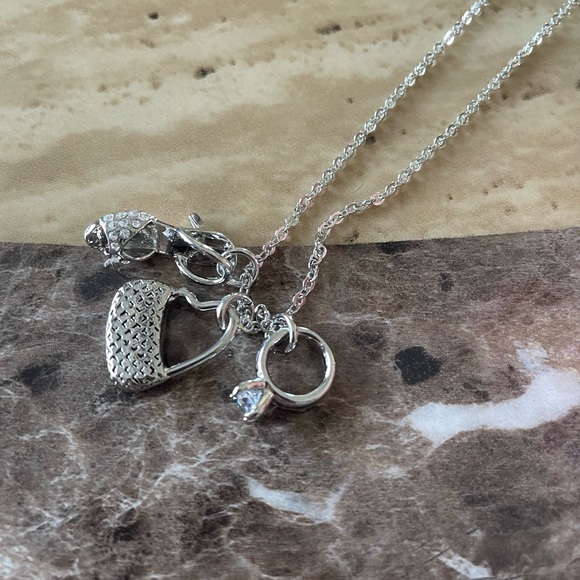 Lia Sophia Shopping Spree Silver Metal Necklace NWT Adjustable 16 - 19 in long - Picture 3 of 13